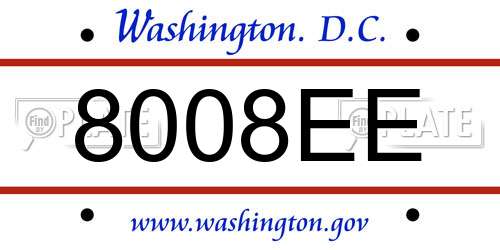 8008EE District Of Columbia License Plate