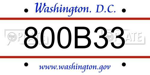 800B33 District Of Columbia License Plate