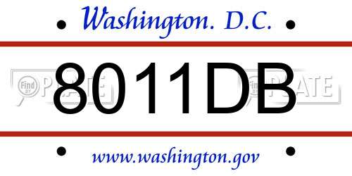 8011DB District Of Columbia License Plate