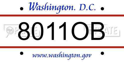 8011OB District Of Columbia License Plate