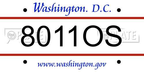 8011OS District Of Columbia License Plate