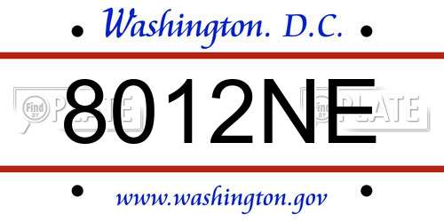 8012NE District Of Columbia License Plate