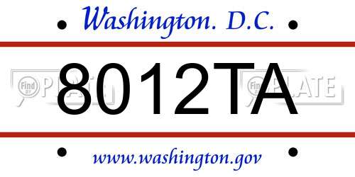 8012TA District Of Columbia License Plate