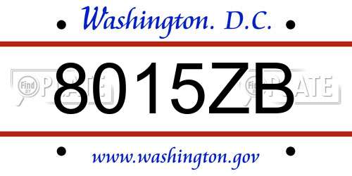 8015ZB District Of Columbia License Plate