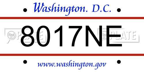 8017NE District Of Columbia License Plate