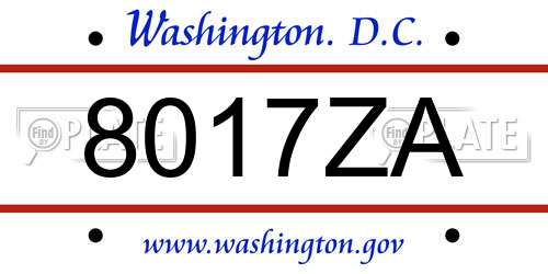 8017ZA District Of Columbia License Plate