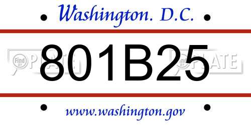 801B25 District Of Columbia License Plate