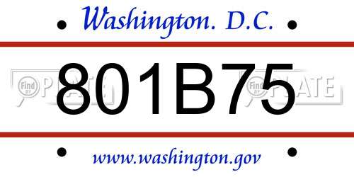 801B75 District Of Columbia License Plate