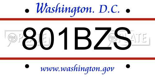 801BZS District Of Columbia License Plate