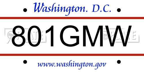 801GMW District Of Columbia License Plate