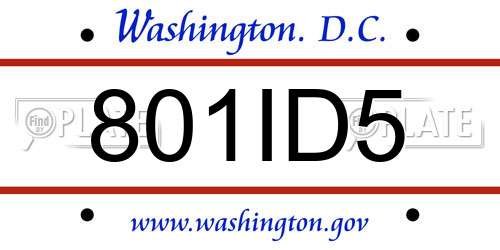 801ID5 District Of Columbia License Plate