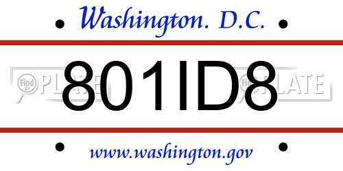 801ID8 District Of Columbia License Plate