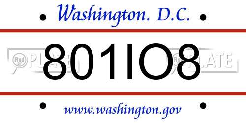 801IO8 District Of Columbia License Plate