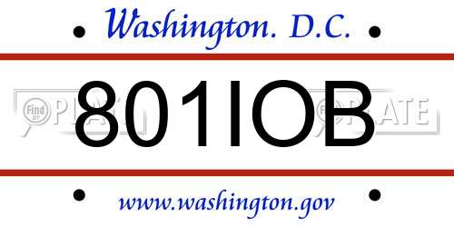 801IOB District Of Columbia License Plate