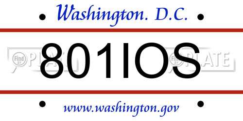 801IOS District Of Columbia License Plate
