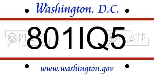801IQ5 District Of Columbia License Plate