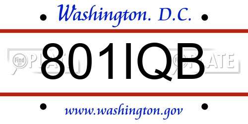 801IQB District Of Columbia License Plate