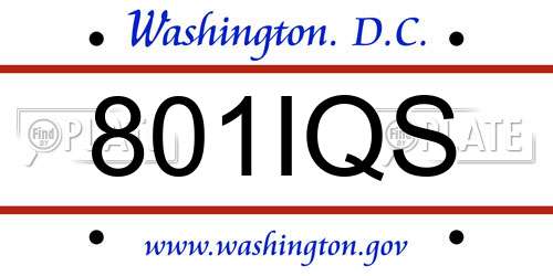 801IQS District Of Columbia License Plate