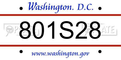 801S28 District Of Columbia License Plate