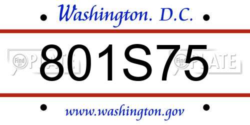 801S75 District Of Columbia License Plate