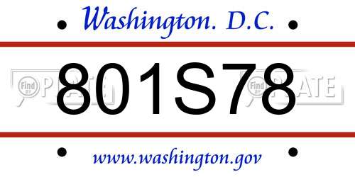 801S78 District Of Columbia License Plate