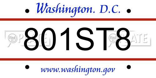 801ST8 District Of Columbia License Plate