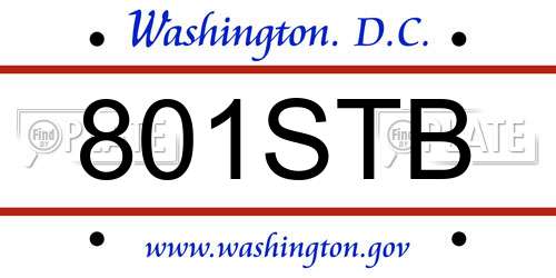 801STB District Of Columbia License Plate