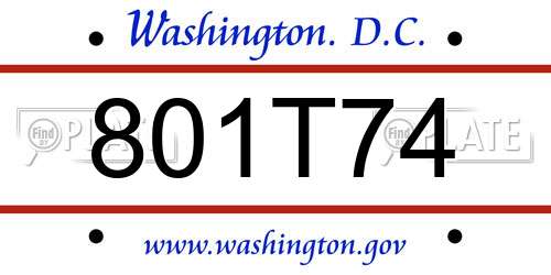 801T74 District Of Columbia License Plate