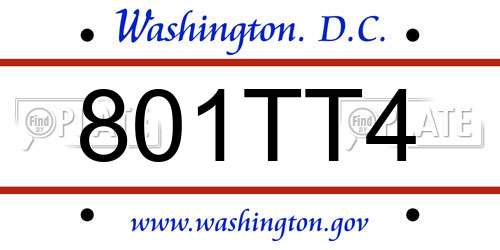 801TT4 District Of Columbia License Plate