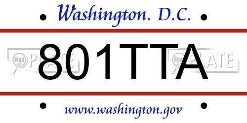801TTA District Of Columbia License Plate