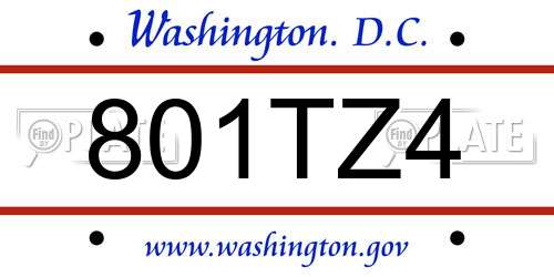 801TZ4 District Of Columbia License Plate