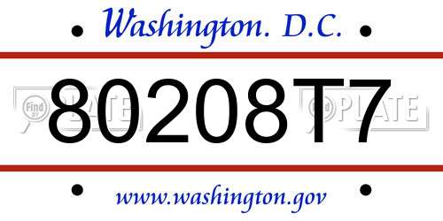 80208T7 District Of Columbia License Plate