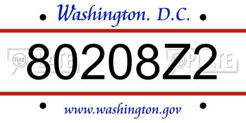 80208Z2 District Of Columbia License Plate