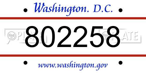 802258 District Of Columbia License Plate
