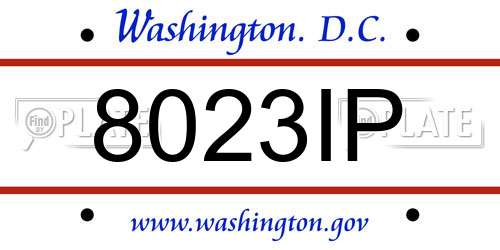 8023IP District Of Columbia License Plate