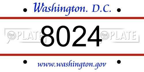 8024 District Of Columbia License Plate