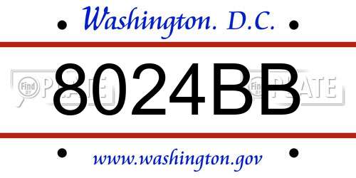8024BB District Of Columbia License Plate