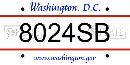8024SB District Of Columbia License Plate