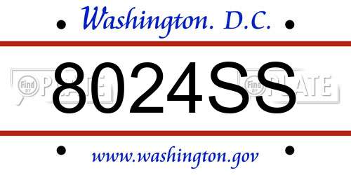 8024SS District Of Columbia License Plate