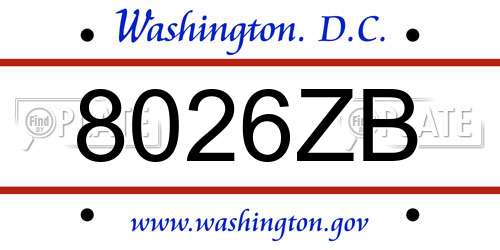 8026ZB District Of Columbia License Plate