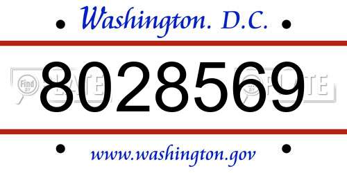8028569 District Of Columbia License Plate