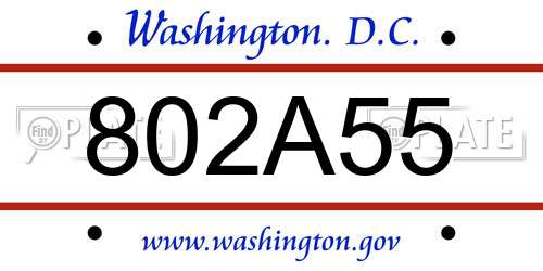 802A55 District Of Columbia License Plate