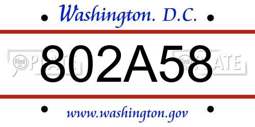 802A58 District Of Columbia License Plate