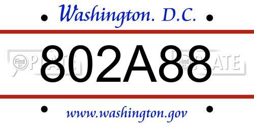 802A88 District Of Columbia License Plate