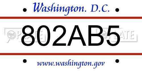 802AB5 District Of Columbia License Plate