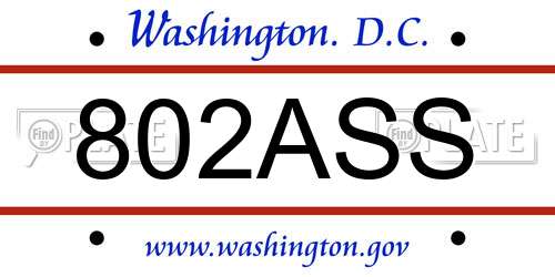 802ASS District Of Columbia License Plate