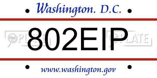 802EIP District Of Columbia License Plate