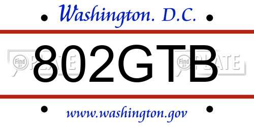 802GTB District Of Columbia License Plate