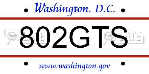 802GTS District Of Columbia License Plate