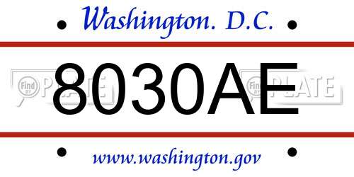 8030AE District Of Columbia License Plate
